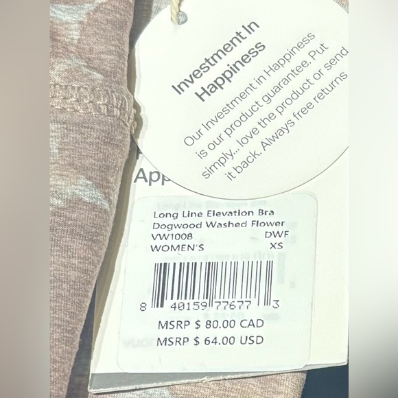 🌸 Vuori Long Line Elevation Bra – Dogwood Washed Flower – XS NWT- | MSRP $64 🌸 - Picture 6 of 6